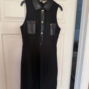 MICHAEL Michael Kors Black Sleeveless Dress with Leather Accents